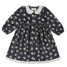 Load image into Gallery viewer, Organic Corduroy Collared Button Dress - Navy Bloom
