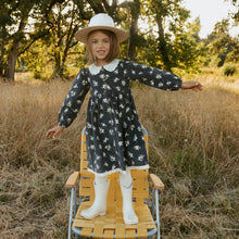 Load image into Gallery viewer, Organic Corduroy Collared Button Dress - Navy Bloom
