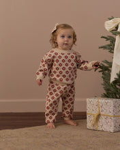 Load image into Gallery viewer, Knit Pant in Poinsettia on a toddler girl by holiday gifts
