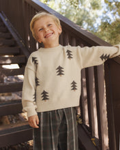 Load image into Gallery viewer, Aspen Sweater in Tree Jacquard, cream on a smiling boy outdoors
