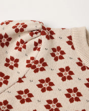Load image into Gallery viewer, Jacquard Knit Set in Poinsettia, close-up of the poinsettia knit pattern
