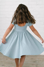 Load image into Gallery viewer, Classic Twirl Dress In Dusty Blue
