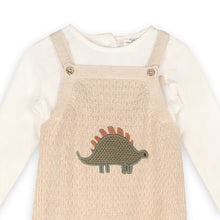 Load image into Gallery viewer, Dino Applique Baby Knit Overall Set - Oatmeal Heather

