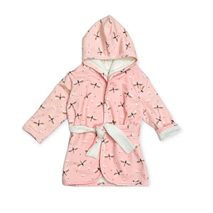 Dragonfly Hooded Baby Bath Robe Rose Pink 0-9M