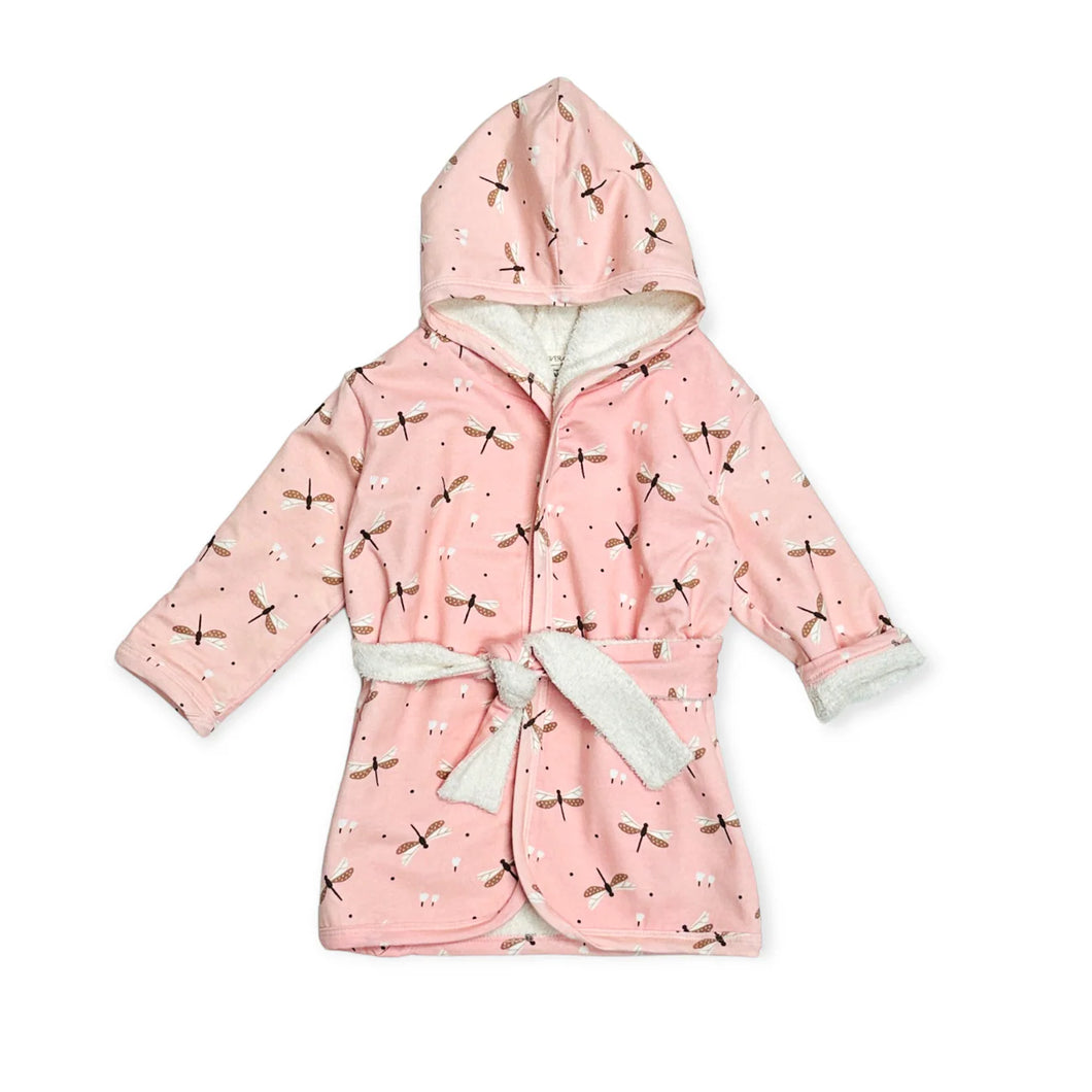 Dragonfly Hooded Baby Bath Robe Rose Pink 0-9M