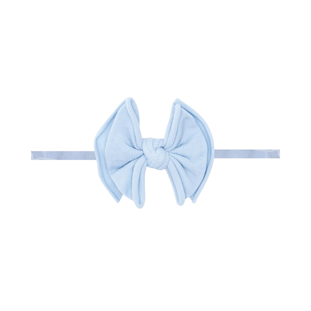 Skinny Soft Nylon Bow Headband - Dusty Blue