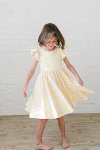 Olivia Dress In Lemon Drop - Pocket Twirl Dress