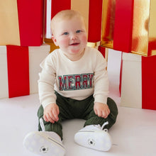 Load image into Gallery viewer, Merry Tartan Patch Christmas Long Sleeve Romper
