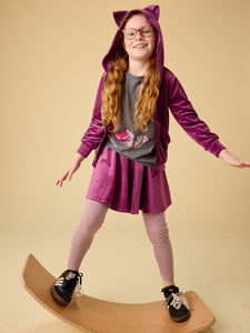Cat Ears Velour Hoodie - Cosmic Berry
