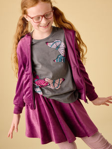 Cat Ears Velour Hoodie - Cosmic Berry