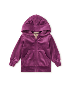 Cat Ears Velour Hoodie - Cosmic Berry