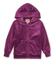 Cat Ears Velour Hoodie - Cosmic Berry