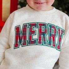 Load image into Gallery viewer, Merry Tartan Patch Christmas Sweatshirt
