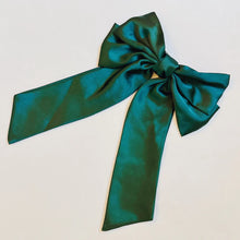 Load image into Gallery viewer, Green satin bow on a light gray background
