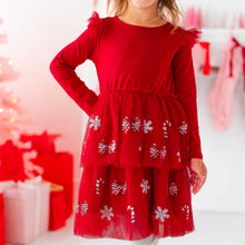 Load image into Gallery viewer, Peppermint Swirl Sequin Christmas Long Sleeve Tutu Dress
