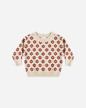 Load image into Gallery viewer, Shiloh Sweater in Poinsettia, front view laid flat
