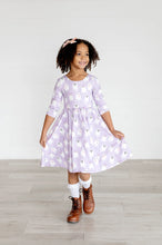 Load image into Gallery viewer, Emile Dress in Purple Girly Ghost
