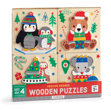 Load image into Gallery viewer, Christmas Festive Friends Wooden Puzzles Set of 4
