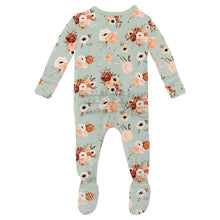 Load image into Gallery viewer, Print Muffin Ruffle Footie With 2 Way Zipper Aloe Fall Floral
