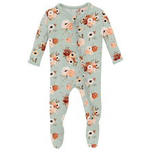 Load image into Gallery viewer, Print Muffin Ruffle Footie With 2 Way Zipper Aloe Fall Floral
