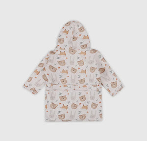 Forest Animals Baby Bathrobe (Organic Jersey) Off-White