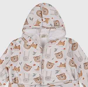 Forest Animals Baby Bathrobe (Organic Jersey) Off-White