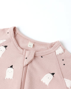 Bamboo Zip Footie - Pink Ghosts
