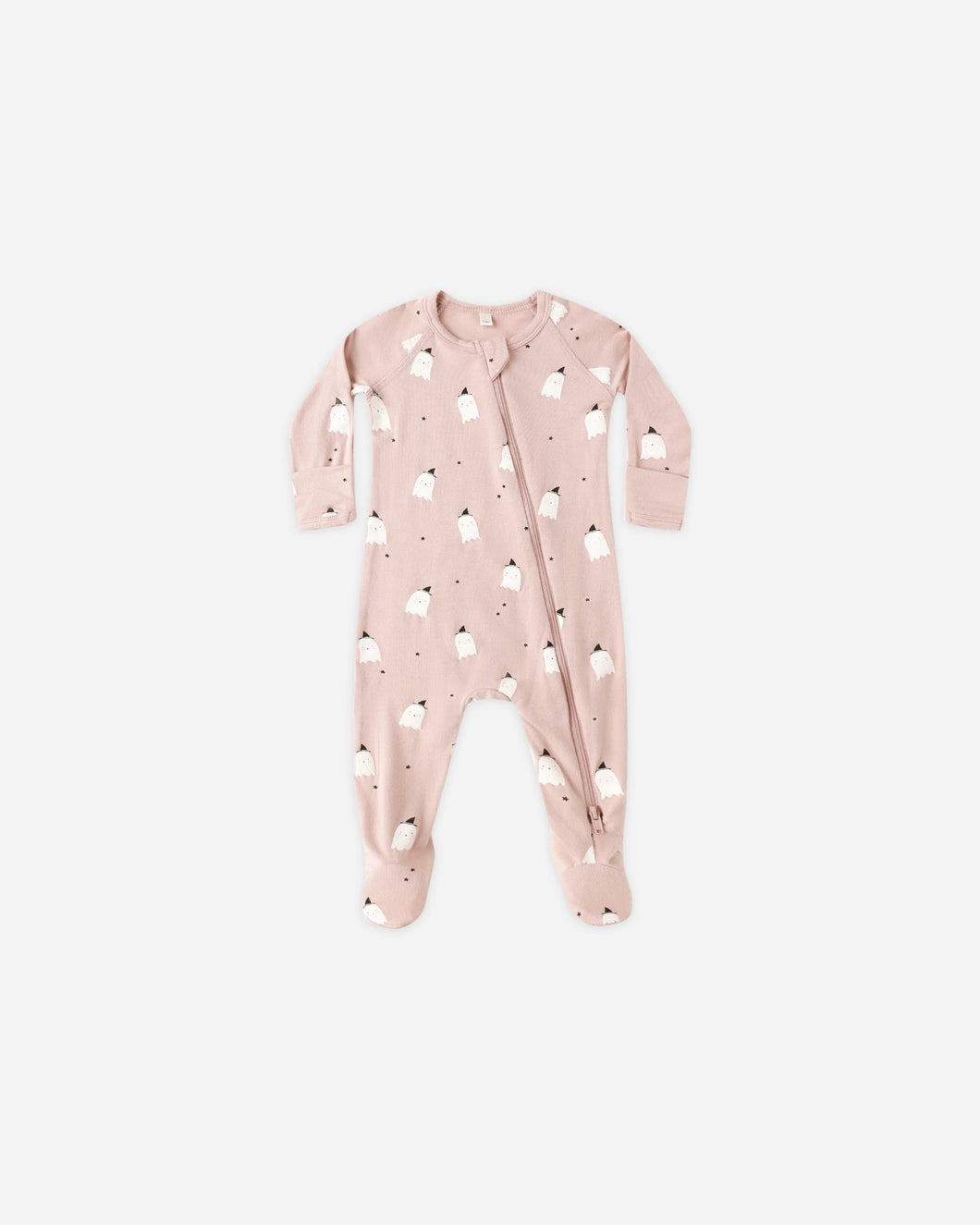 Bamboo Zip Footie - Pink Ghosts
