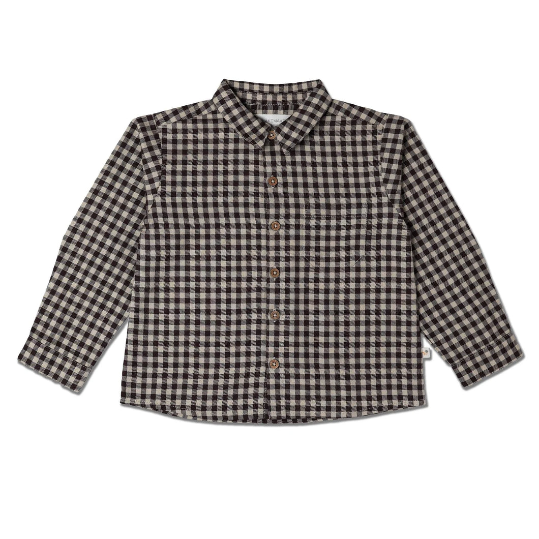 Organic Collared Long Sleeve Shirt - Gingham Checks