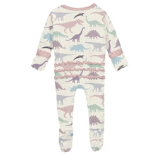 Load image into Gallery viewer, Print Muffin Ruffle Footie With 2 Way Zipper - Lavender Dino Museum
