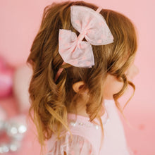 Load image into Gallery viewer, Flocked Heart Valentine's Day Tulle Bow Headband
