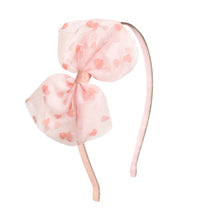 Load image into Gallery viewer, Flocked Heart Valentine's Day Tulle Bow Headband
