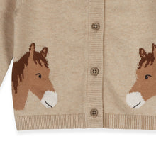 Load image into Gallery viewer, Horse Jacquard Sweater Knit Baby Cardigan (Organic Cotton) - Oatmeal Heather
