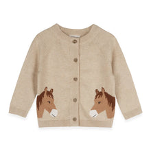 Load image into Gallery viewer, Horse Jacquard Sweater Knit Baby Cardigan (Organic Cotton) - Oatmeal Heather
