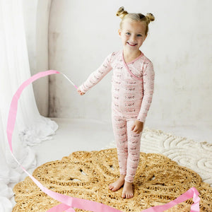 Print Long Sleeve Kimono Pajama Set Baby Rose Fair Carousel