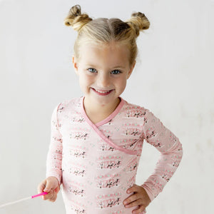 Print Long Sleeve Kimono Pajama Set Baby Rose Fair Carousel