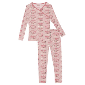 Print Long Sleeve Kimono Pajama Set Baby Rose Fair Carousel