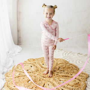 Print Long Sleeve Kimono Pajama Set Baby Rose Fair Carousel