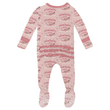Load image into Gallery viewer, Print Muffin Ruffle Footie With 2 Way Zipper Baby Rose Fair Carousel
