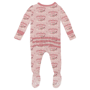 Print Muffin Ruffle Footie With 2 Way Zipper Baby Rose Fair Carousel