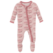Load image into Gallery viewer, Print Muffin Ruffle Footie With 2 Way Zipper Baby Rose Fair Carousel
