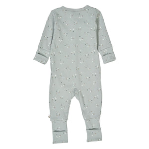 Stars Rib Bodysuit With Feet - Jasmin Blue