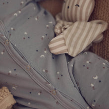 Load image into Gallery viewer, Stars Rib Bodysuit With Feet - Jasmin Blue
