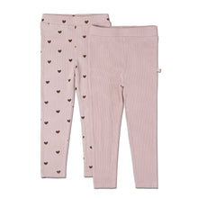 Load image into Gallery viewer, Organic Leggings Set Of 2 - Hearts + Dusty Rose

