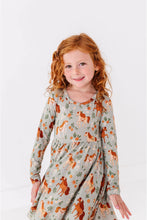 Load image into Gallery viewer, Kids Long Sleeved Bamboo Dress - Horsin' Around
