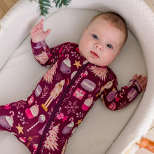 Load image into Gallery viewer, Print Muffin Ruffle Footie With 2 Way Zipper - Melody Sugar Plum

