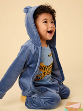 Load image into Gallery viewer, Bear Ears Velour Baby Hoodie - Naval Blue

