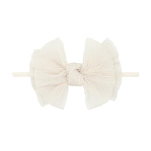 Load image into Gallery viewer, Skinny Soft Tulle Bow Headband - Pleated Oatmeal

