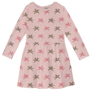 Print Long Sleeve Twirl Dress With Pockets Baby Rose Pegasus