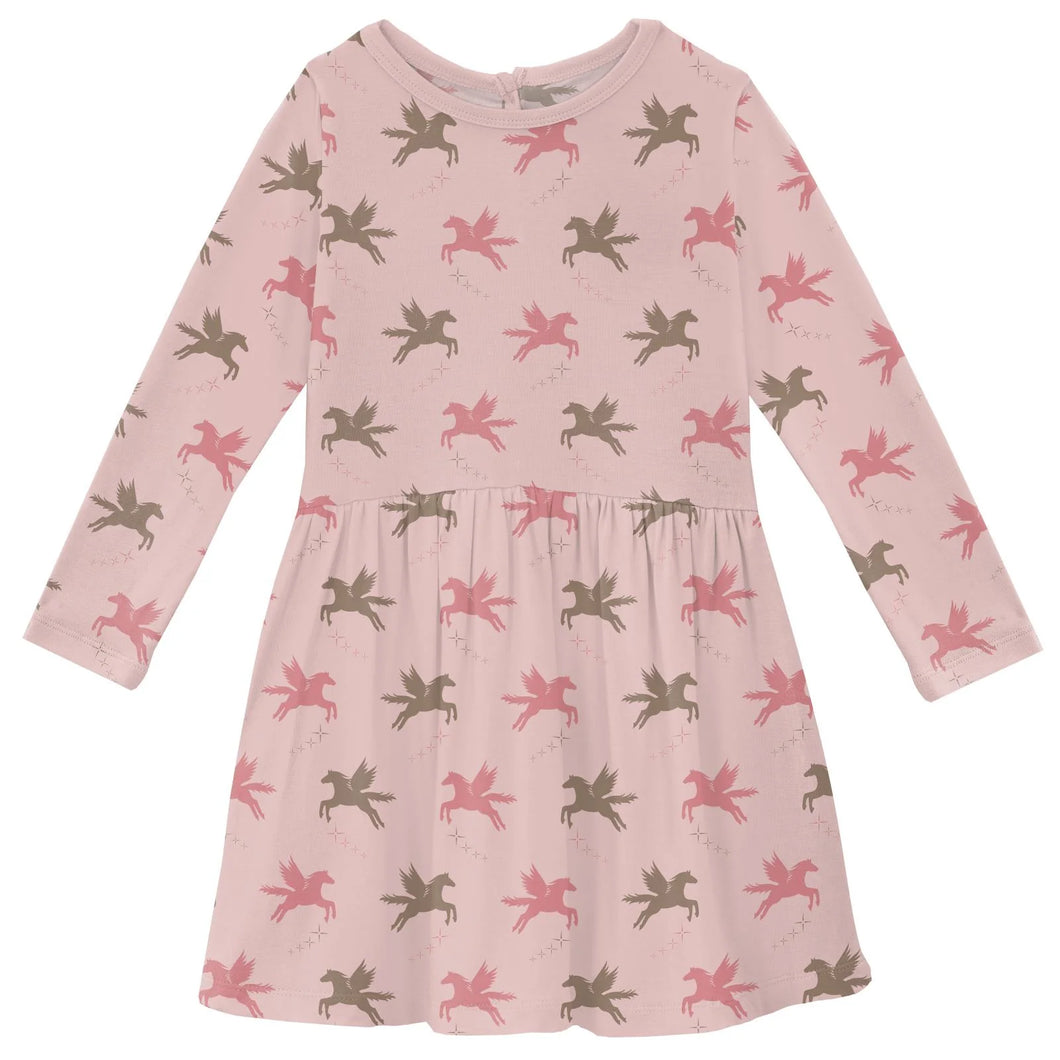 Print Long Sleeve Twirl Dress With Pockets Baby Rose Pegasus